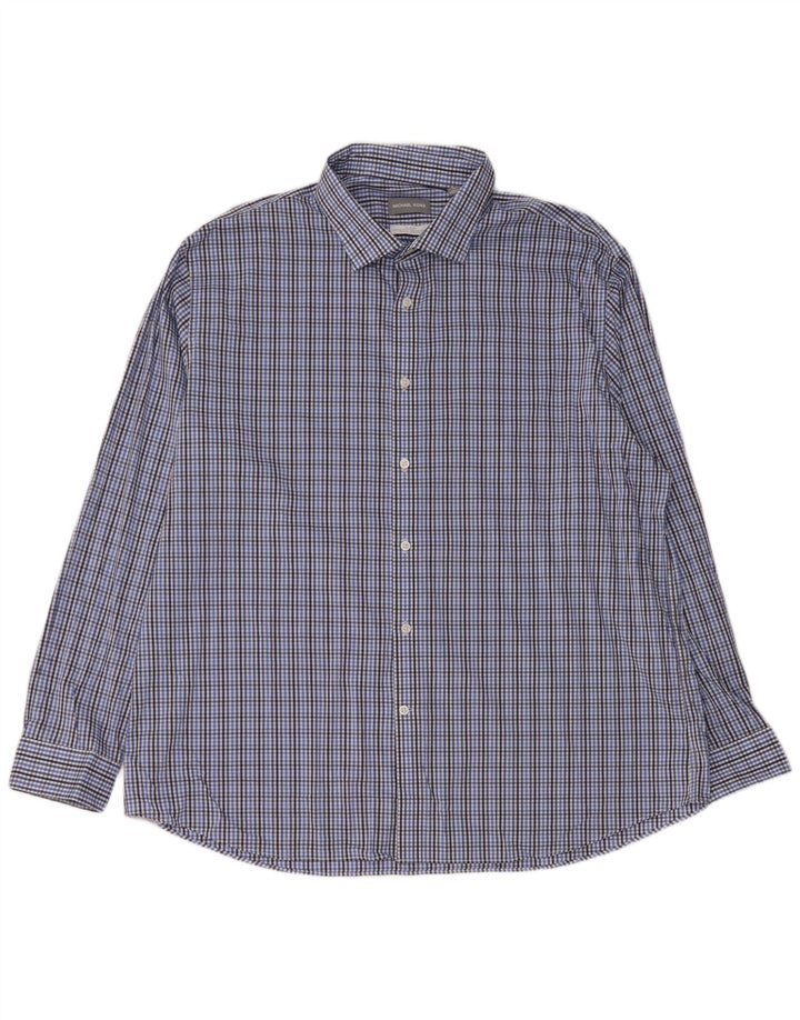 MICHAEL KORS Ανδρικό πουκάμισο Slim Fit Size 18 1/2 2XL Blue Check Cotton