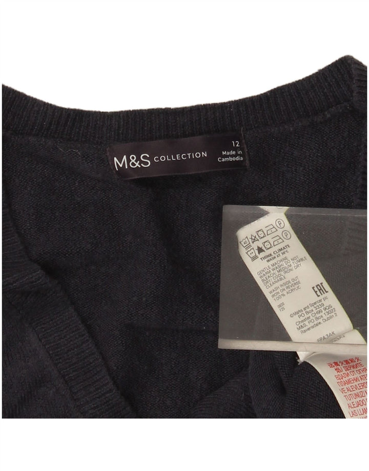 Marks & Spencer Γυναικείο πουλόβερ με λαιμόκοψη σε σχήμα V UK 12 Medium Navy Blue