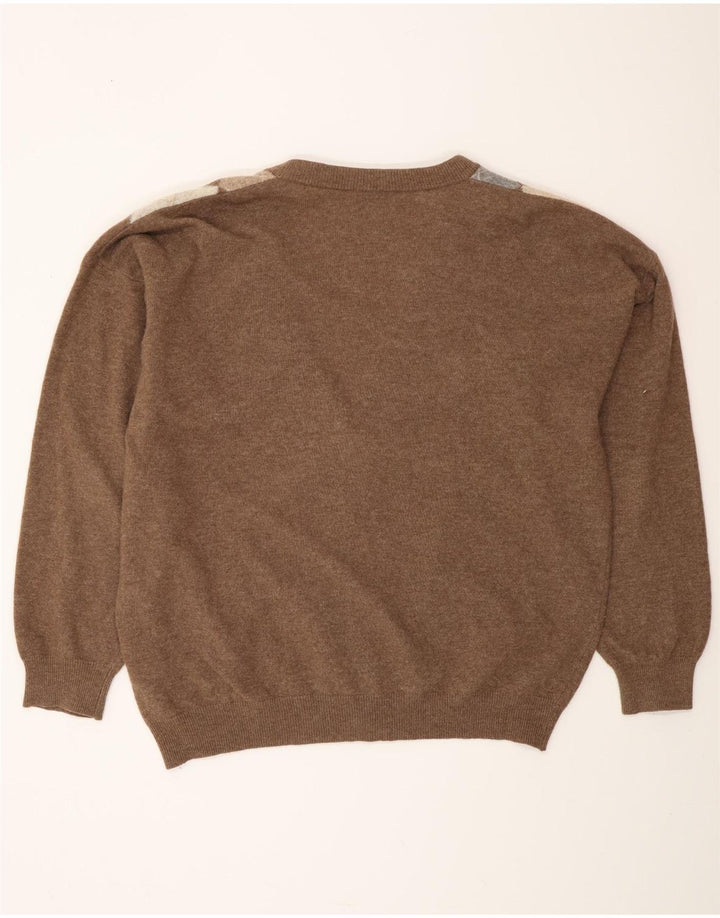 Ανδρικό πουλόβερ MONELLO Ζακέτα IT 52 Μεγάλο Καφέ Argyle/Diamond Wool