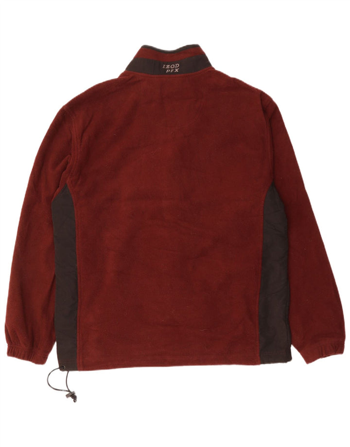 Izod Ανδρικό Fleece Jacket UK 40 Large Maroon Colourblock Polyester