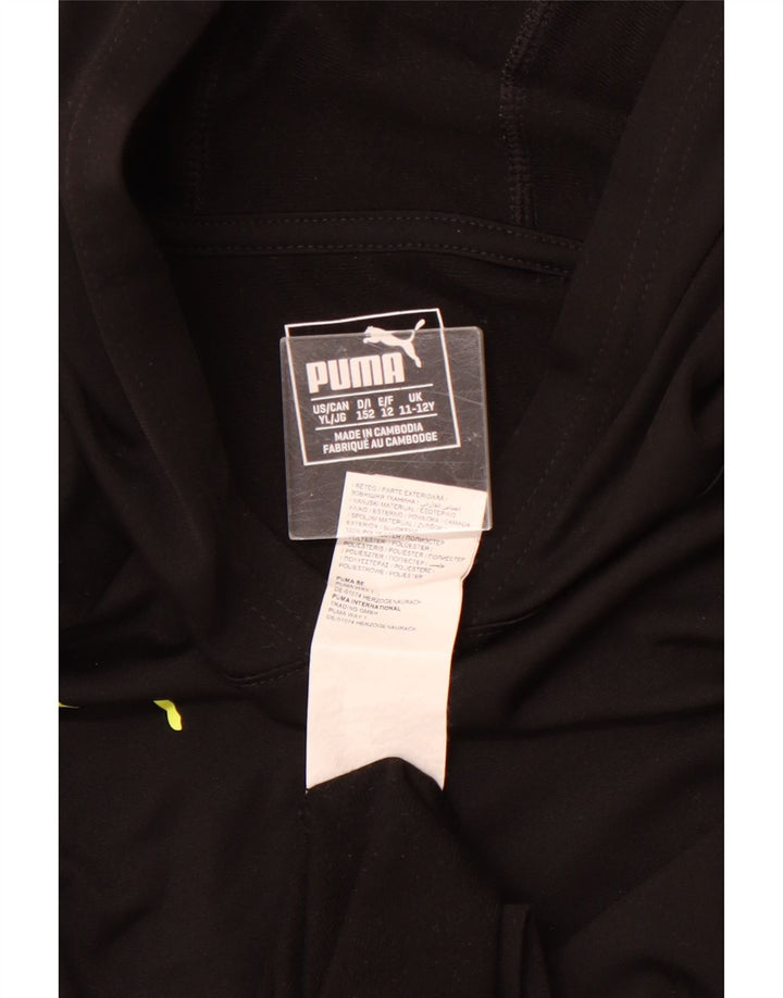 PUMA Boys Hoodie Jumper 11-12 Years Black Polyester