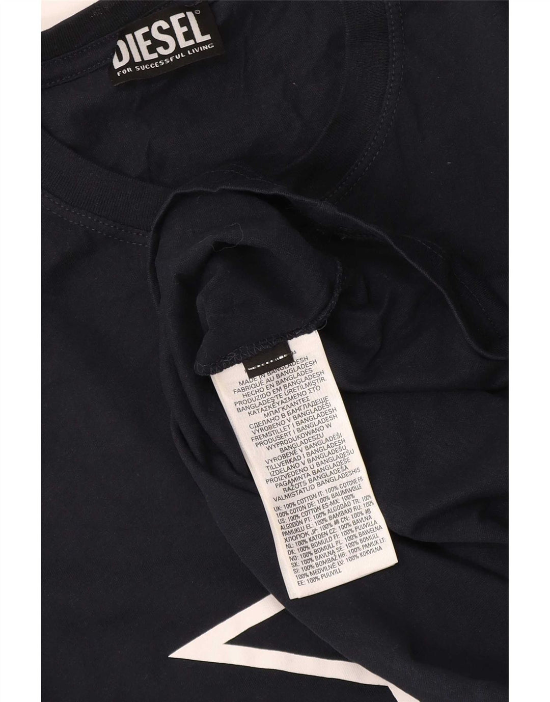 Ανδρικό γραφικό T-Shirt Diesel Top από μεσαίο ναυτικό μπλε βαμβακερό