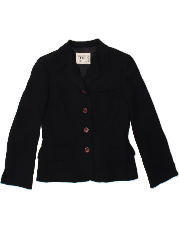 GIANFRANCO FERRE Womens 4 Button Blazer Jacket UK 14 Large  Navy Blue Vintage Gianfranco Ferre and Second-Hand Gianfranco Ferre from Messina Hembry 