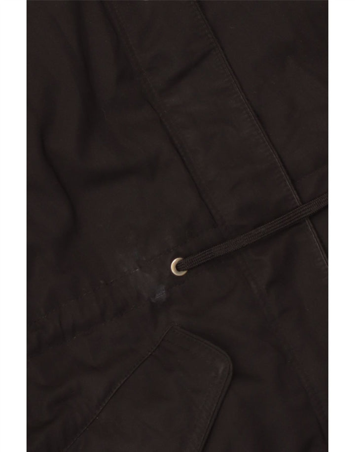 Zara Γυναικείο μπουφάν Parka με κουκούλα UK 14 Medium Black Polyester