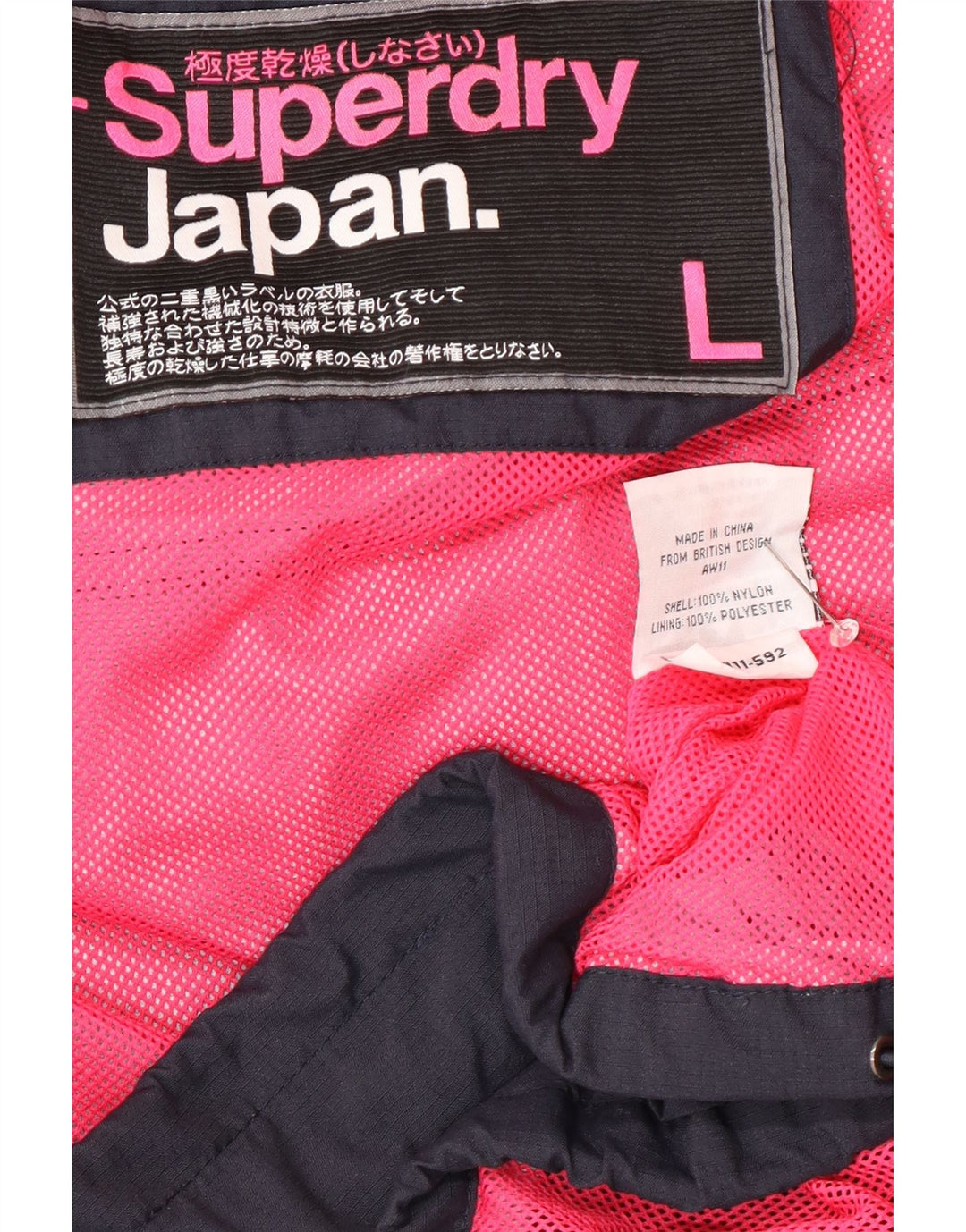 Superdry Γυναικείο Αντιανεμικό Μπουφάν UK 16 Large Navy Blue Nylon