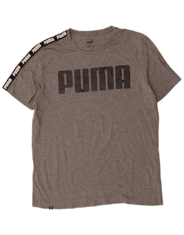 Ανδρικό γραφικό T-Shirt PUMA Top Large Grey Colourblock Βαμβακερό