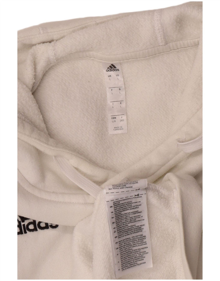 ADIDAS Mens Hoodie Jumper Large White Cotton