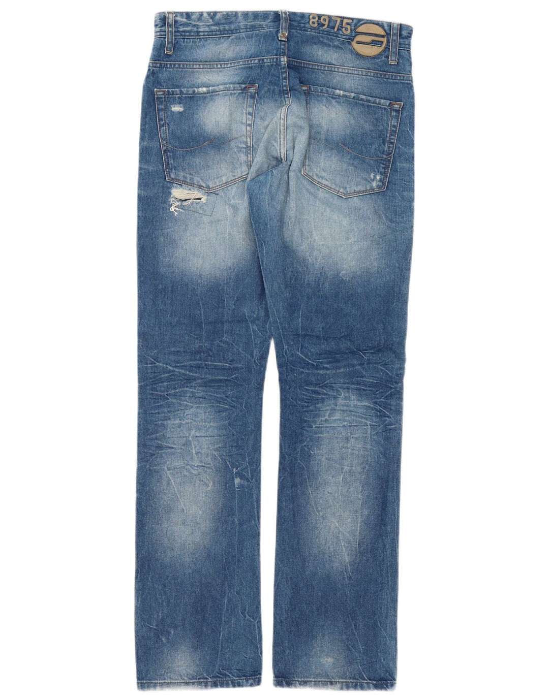 Ανδρικό Jack & Jones Distressed Straight Jeans W32 L34 Blue Patchwork Βαμβακερό