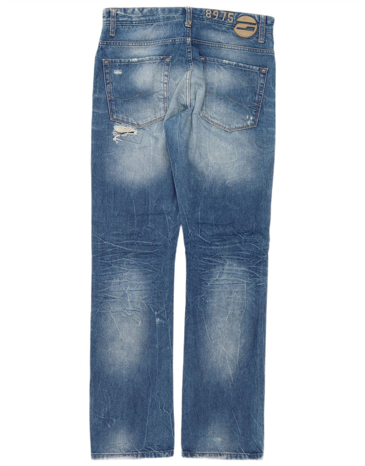 Ανδρικό Jack & Jones Distressed Straight Jeans W32 L34 Blue Patchwork Βαμβακερό