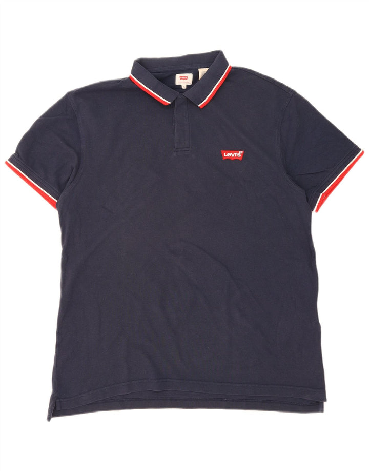 LEVI'S Mens Polo Shirt XL Navy Blue Cotton