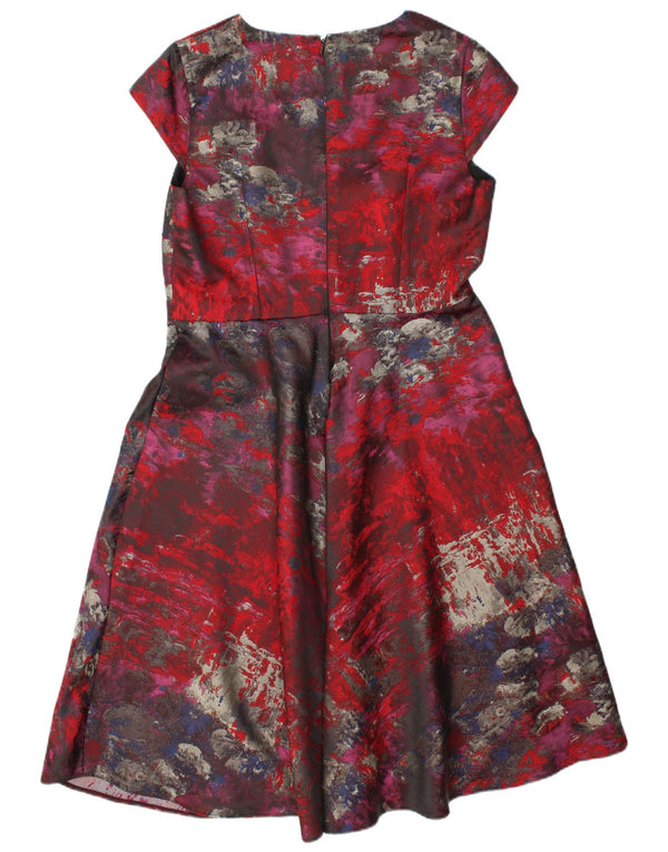 MARKS & SPENCER Womens Abstract Pattern A-Line Dress UK 14 Large Red