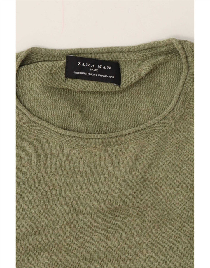 Ανδρικό πουλόβερ Zara με λαιμόκοψη μεσαίο πράσινο