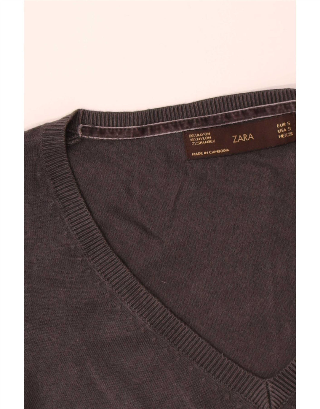 Zara Γυναικείο πουλόβερ με V λαιμόκοψη UK 8 Small Grey
