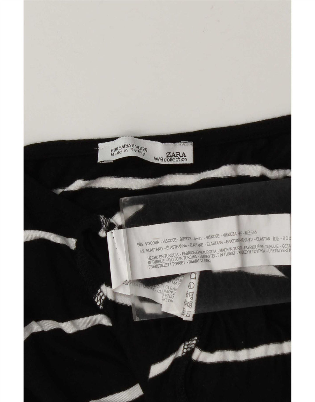 Zara γυναικεία υπερμεγέθη μπλούζα μακρυμάνικη UK 10 μικρή μαύρη ριγέ βισκόζη