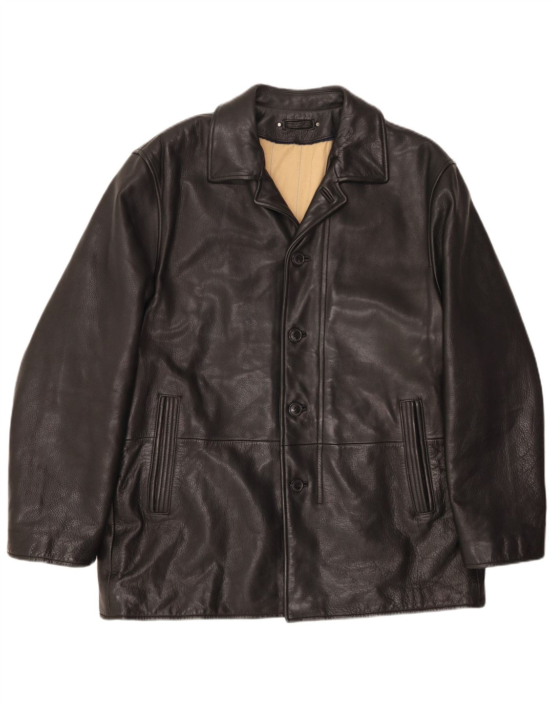 VINTAGE Ανδρικό Δερμάτινο Μπουφάν UK 46 3XL Μαύρο Δερμάτινο