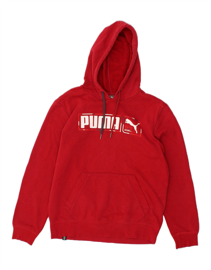 PUMA Mens Graphic Hoodie Jumper Small Red Cotton | Vintage Puma | Thrift | Second-Hand Puma | Used Clothing | Messina Hembry 