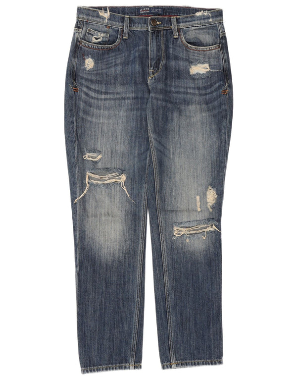 Zara Womens Z1975 Distressed Tapered Jeans EU 34 2XS W24 L28 Blue
