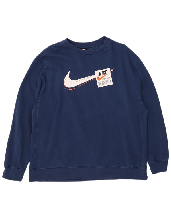 Ανδρικό γραφικό φούτερ Nike Jumper XL Navy Blue Cotton
