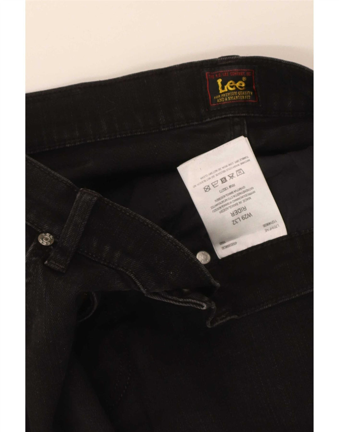 Lee Mens Rider Cropped Jeans W29 L25 Μαύρο βαμβακερό