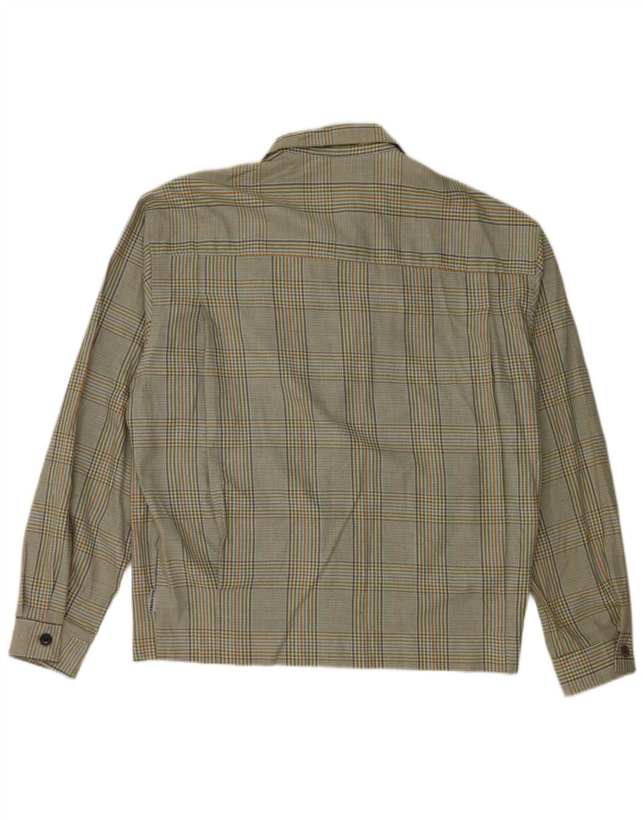 Fresh Jive Mens Bomber Jacket UK 40 Large Green Check Cotton