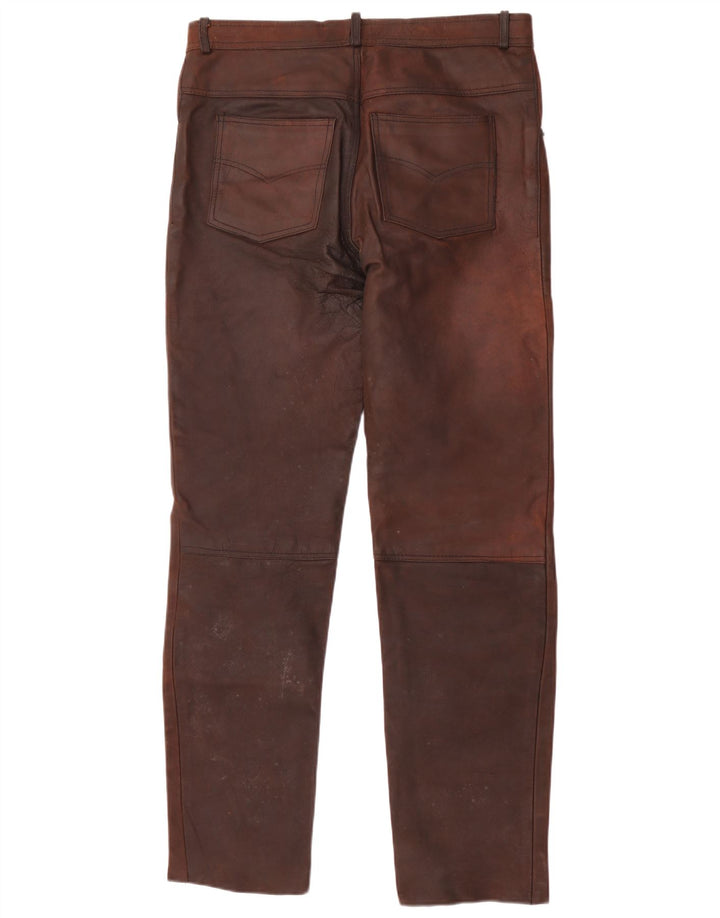 Ανδρικό δερμάτινο ίσιο παντελόνι American Eagle W36 L32 Καφέ
