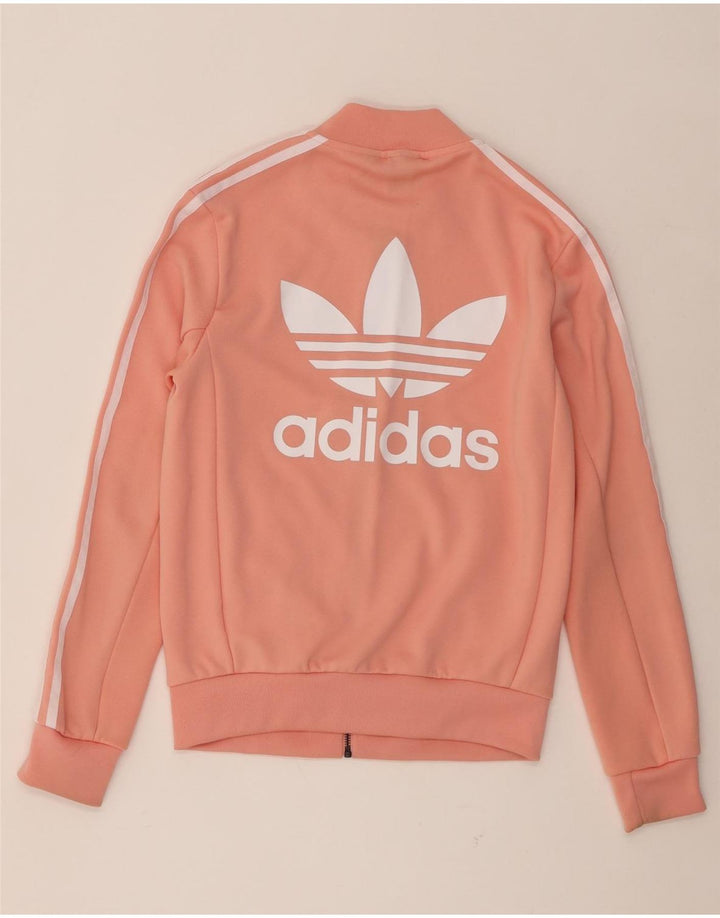 Γυναικεία αθλητική φόρμα γραφικών Adidas Top Jacket UK 6 XS Orange Polyester