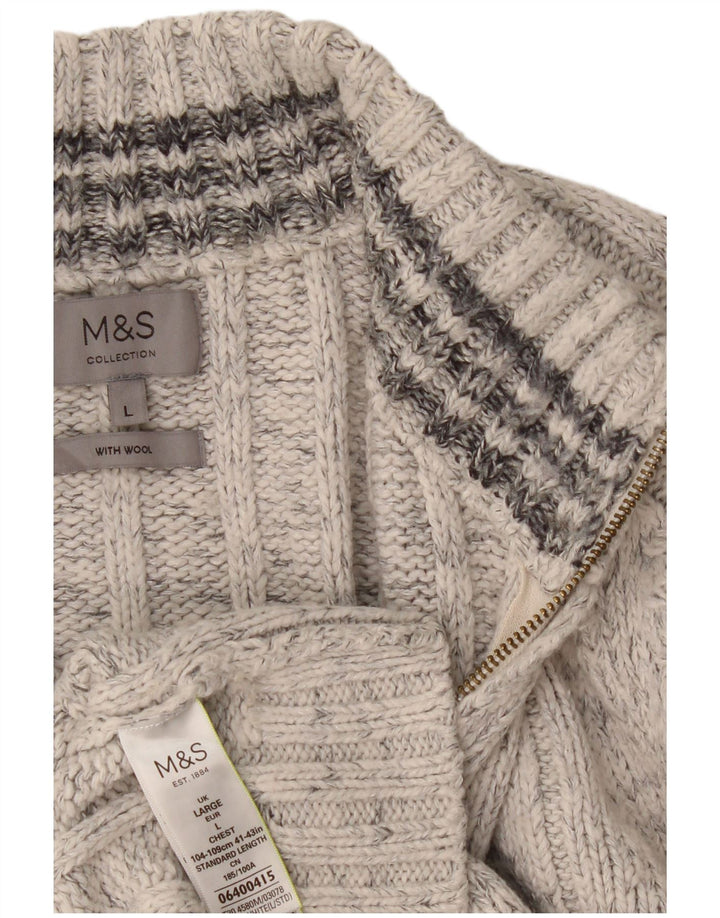 Marks & Spencer Ανδρικό πουλόβερ με φερμουάρ, ακρυλικό μεγάλο γκρι