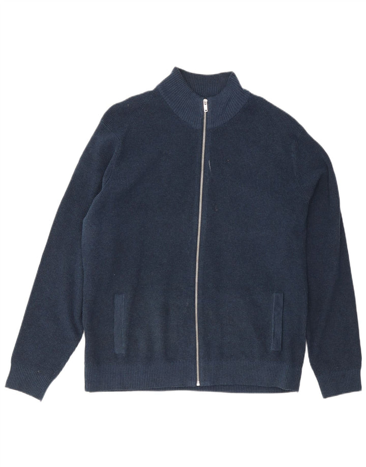 Ανδρικό πουλόβερ με ζακέτα Marks & Spencer XL Navy Blue Polyester