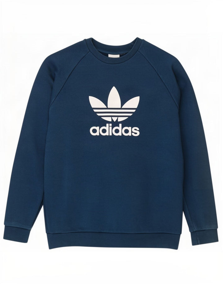 Ανδρικό γραφικό φούτερ Adidas, μεσαίο μπλε βαμβακερό