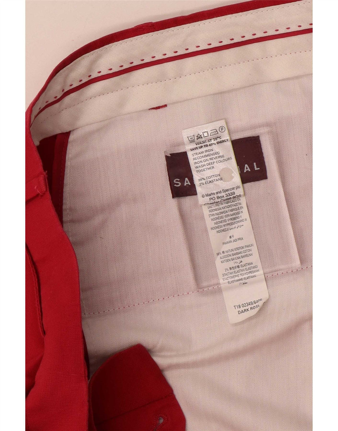 Marks & Spencer Γυναικείο ίσιο παντελόνι W42 L29 Κόκκινο βαμβακερό