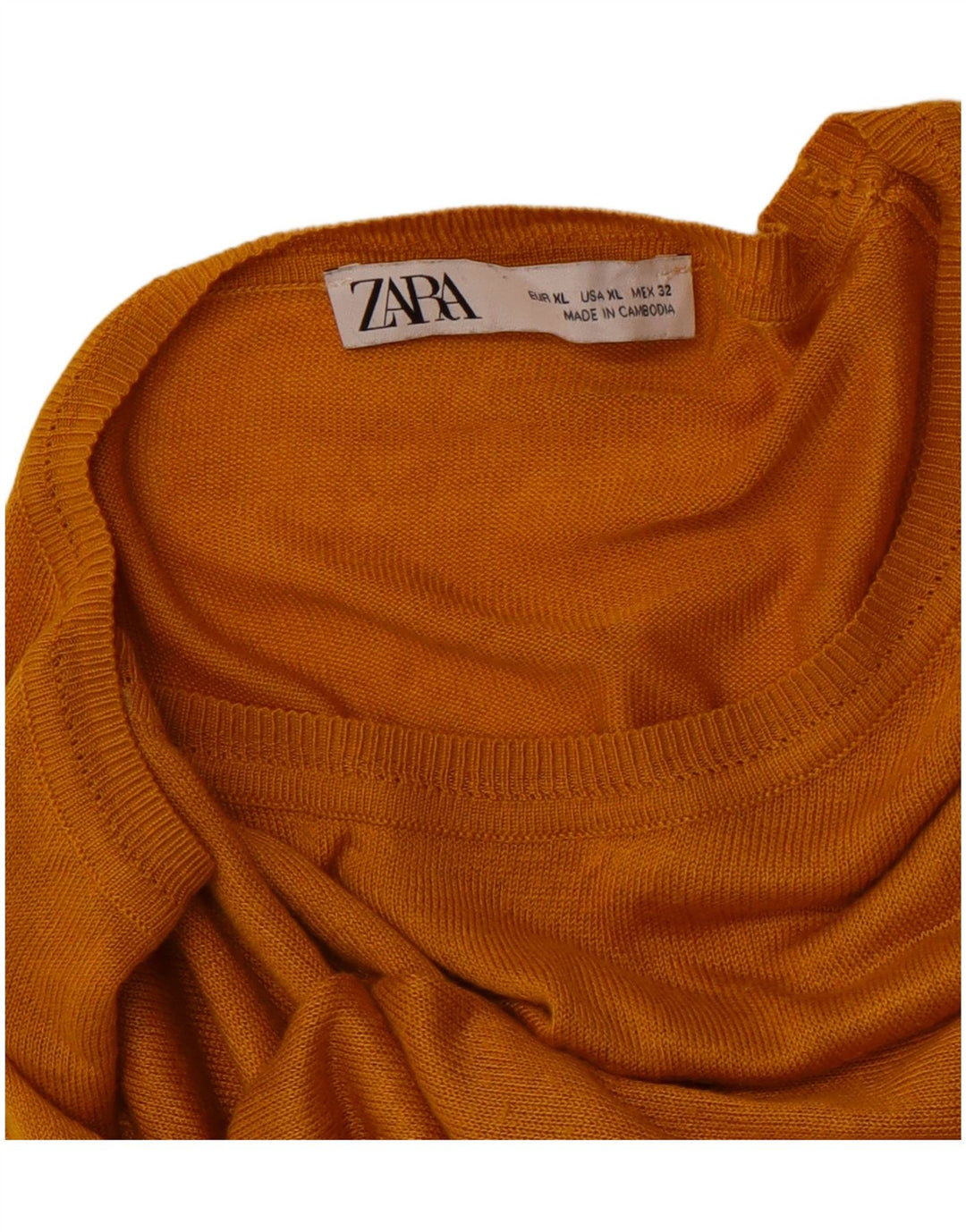 ZARA Γυναικείο πουλόβερ με λαιμόκαυστο UK 18 XL Orange Synthetic