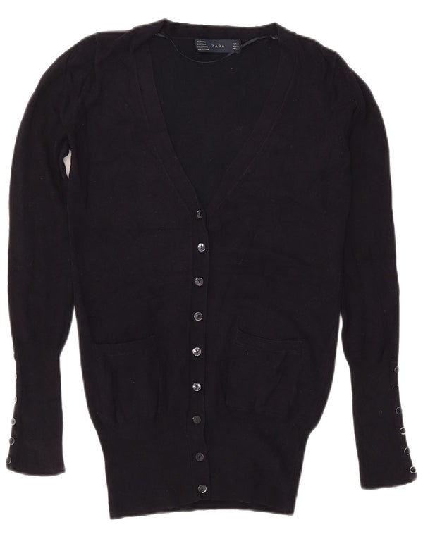 Zara Γυναικεία Ζακέτα UK 10 Small Navy Blue Rayon
