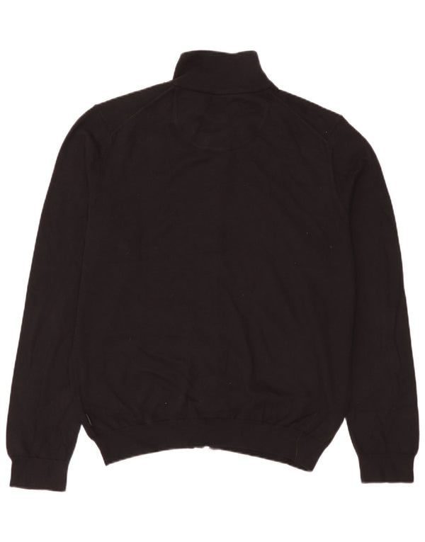 Ανδρικό πουλόβερ ζακέτα Hugo Boss Regular Fit, μεγάλο μαύρο βαμβακερό
