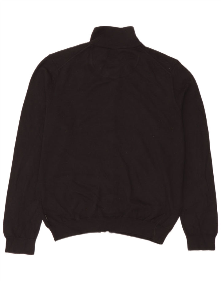 Ανδρικό πουλόβερ ζακέτα Hugo Boss Regular Fit, μεγάλο μαύρο βαμβακερό