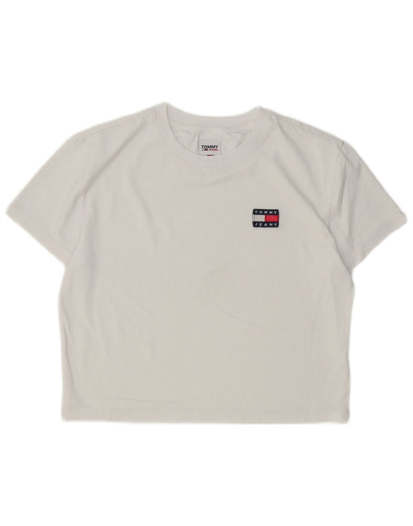 Tommy Hilfiger Crop T-Shirt Top UK 10 Small White