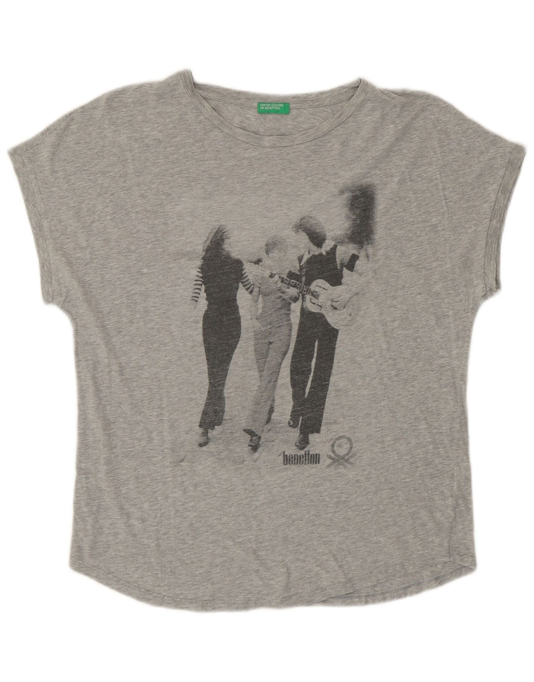 UNITED COLORS OF BENETTON Γυναικείο γραφικό T-shirt Top UK 14 Medium Grey