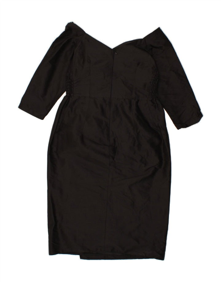 VINTAGE Womens 3/4 Sleeve Sheath Dress UK 12 Medium Black Vintage Vintage and Second-Hand Vintage from Messina Hembry 