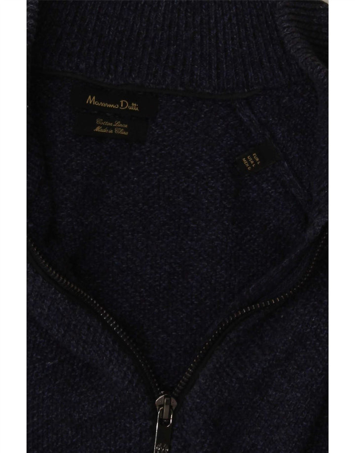 Ανδρικό πουλόβερ Massimo Dutti Ζακέτα Μεγάλο Ναυτικό Βαμβακερό