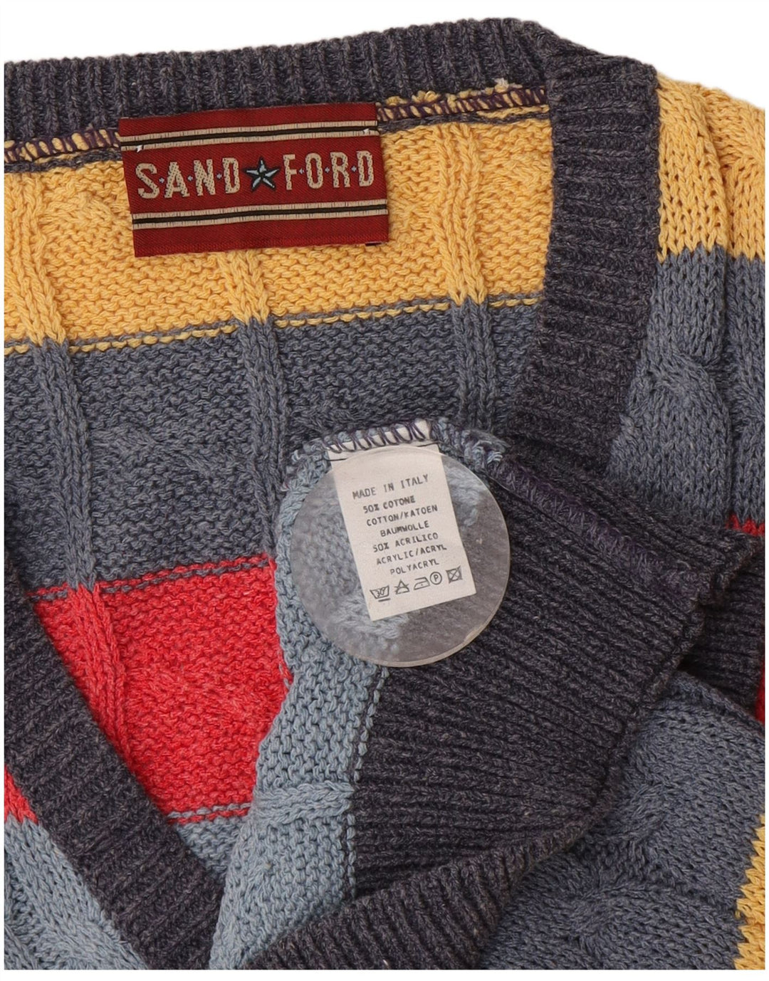 Vintage ανδρικό γιλέκο Tank Top Μεγάλη πολύχρωμη ριγέ βαμβακερή