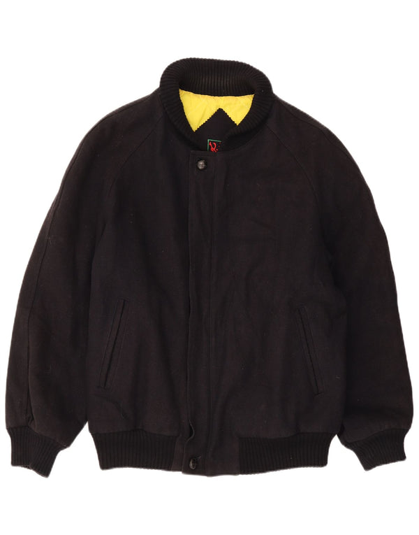 Vintage Ανδρικό Bomber Windbreaker Jacket IT 52 XL Μαύρο Μαλλί