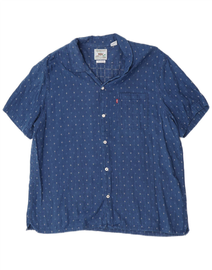 Ανδρικό πουκάμισο Levi's Relaxed κοντομάνικο XL Βαμβακερό με μπλε στίγματα