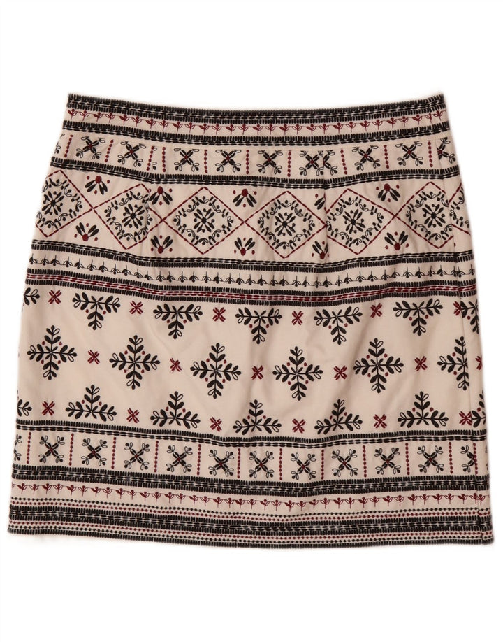 WHITE STUFF Γυναικεία μίνι φούστα UK 10 Small W32 Off White Fair Isle Cotton
