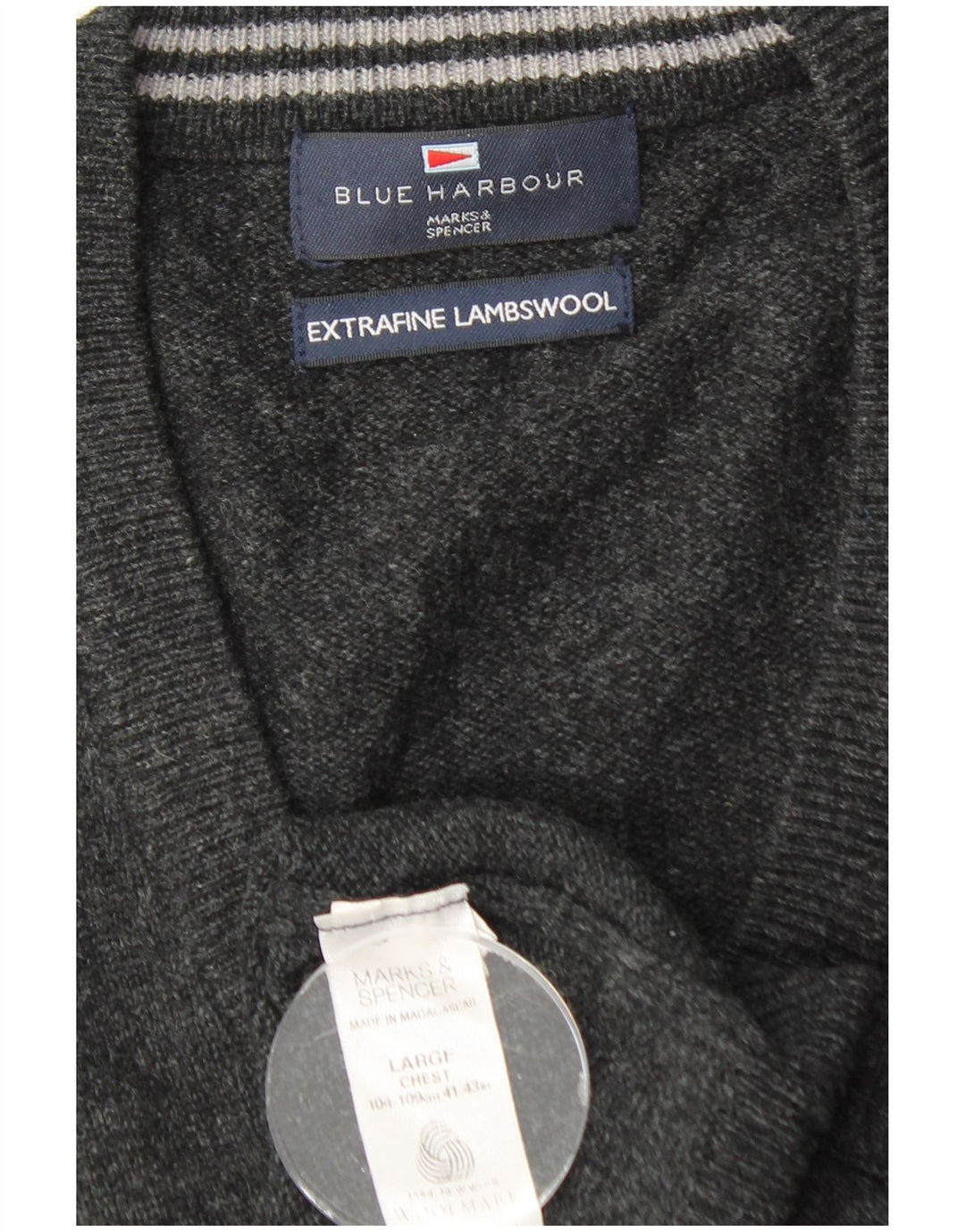 MARKS & SPENCER Ανδρικό Μπλε γιλέκο Harbor Tank Top Large Black Lambswool