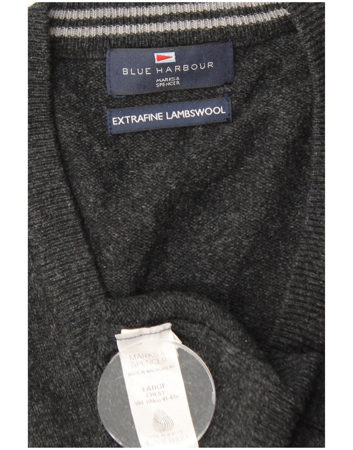 MARKS & SPENCER Ανδρικό Μπλε γιλέκο Harbor Tank Top Large Black Lambswool