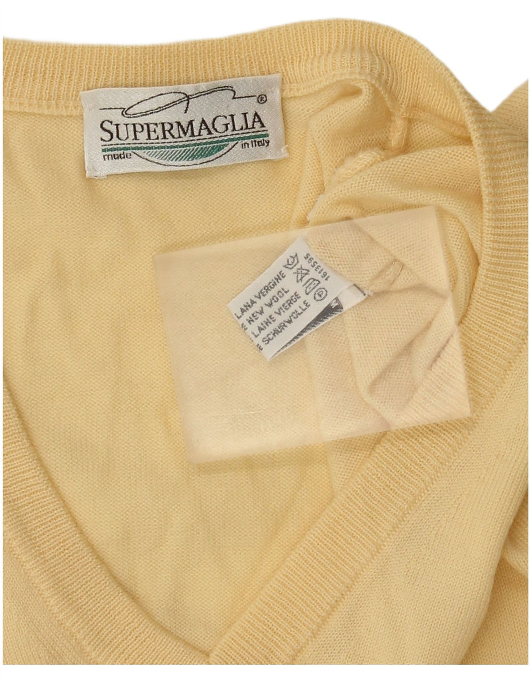 Ανδρικό πουλόβερ Supermaglia με λαιμόκοψη σε μεσαίο κίτρινο μαλλί