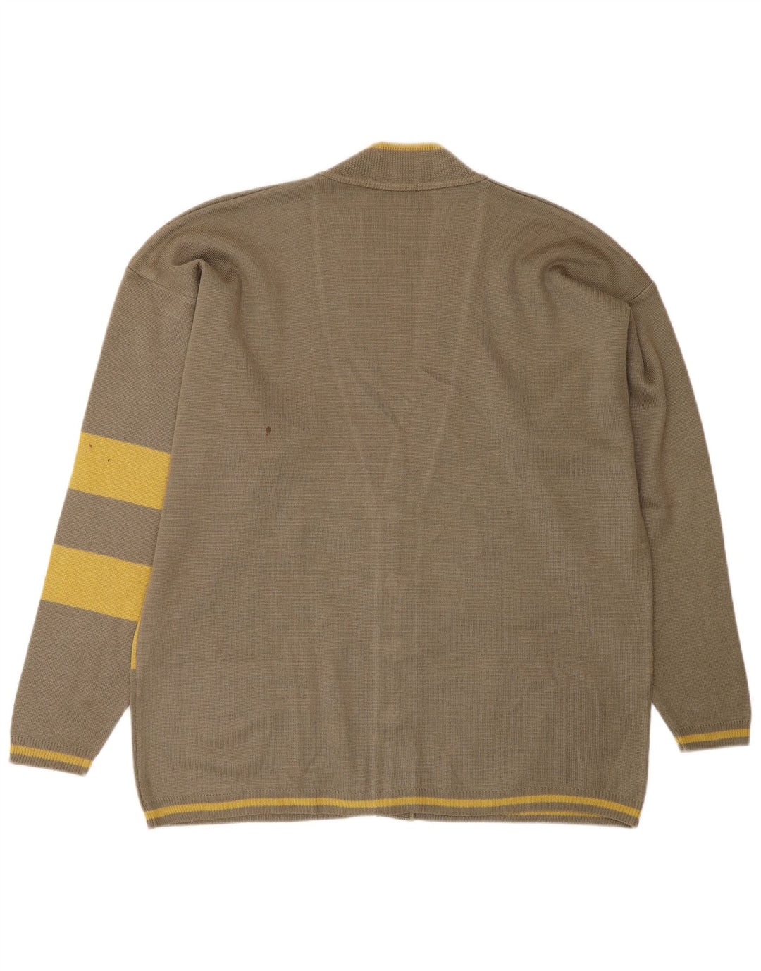 VINTAGE Ανδρικό πουλόβερ ζακέτα σε χαλαρή εφαρμογή Μεγάλο πράσινο ριγέ πολυαμίδιο