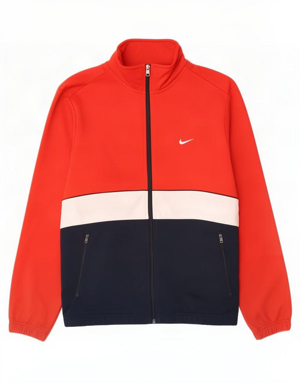 Nike Mens Tracksuit Top Jacket Medium Red Colourblock Polyester
