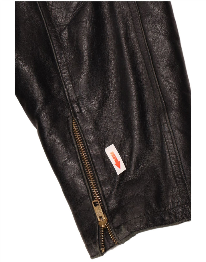 Vintage Ανδρικό Δερμάτινο Μπουφάν UK 36 Small Black Leather