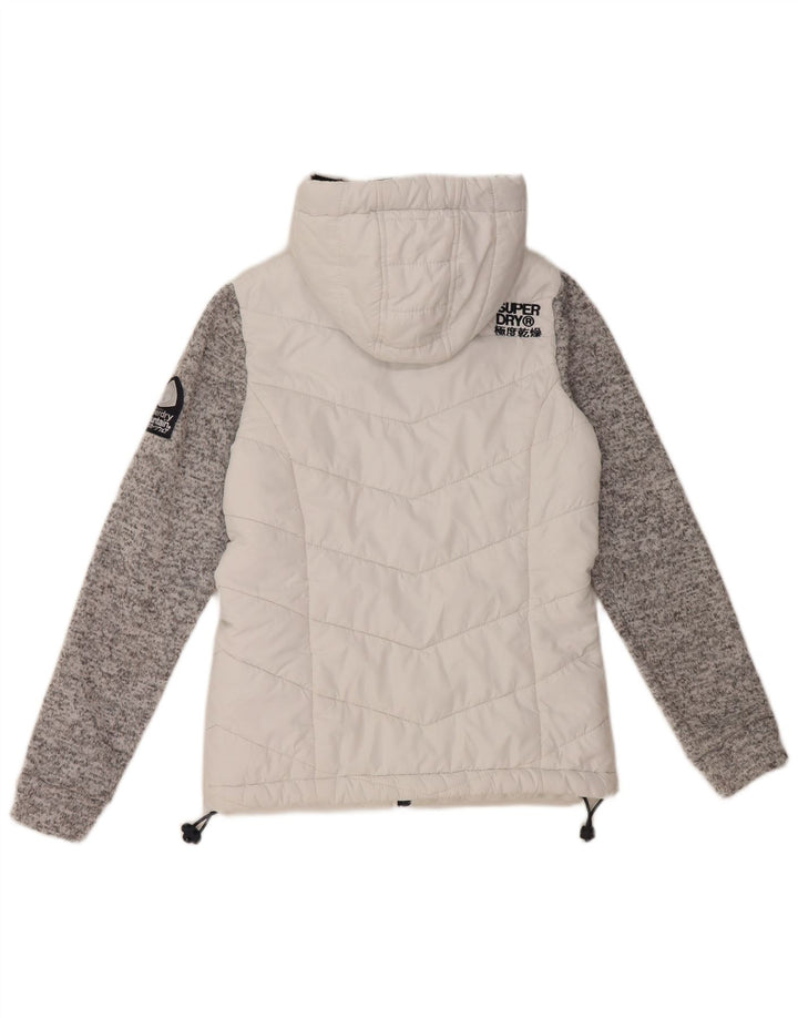 Γυναικείο μπουφάν με κουκούλα Superdry UK 8 Small White Colourblock