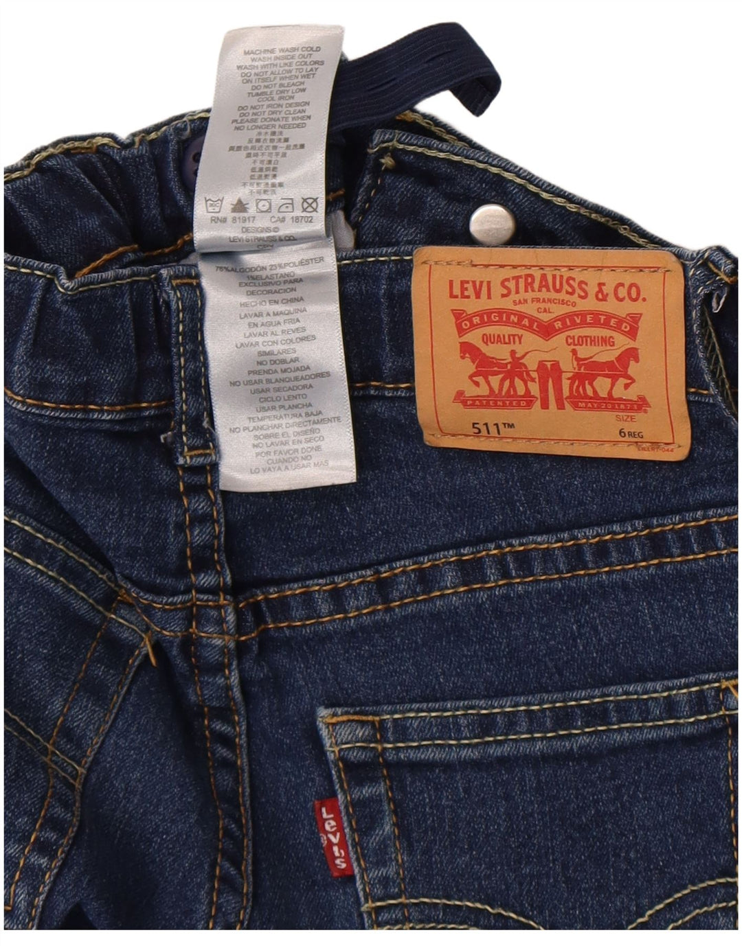 Levi's Boys 511 Slim Jeans 5-6 ετών W22 L19 Μπλε βαμβακερό